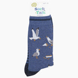 Men's Bamboo Socks - Denim Blue, Thieving Seagulls: UK 7-11 | EU 40.5 -46 | US 8-12