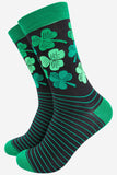 Men's Lucky Irish Shamrock Four Leaf Clover Bamboo Socks: UK 7-11 | EU 40.5-46