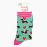 Women's Bamboo Socks - Mint, Sausage Dog Love Heart Balloon: UK 3-7 | EU 36-40 | US 5-9