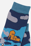 Teal Men's Coastal Scene Print Bamboo Socks