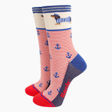 Women's Bamboo Socks - Cream, Sausage Dog Sailor Stripe: UK 3-7 | EU 36-40 | US 5-9