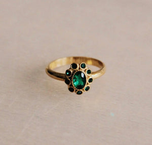 Stainless Steel Green Vintage Style Ring