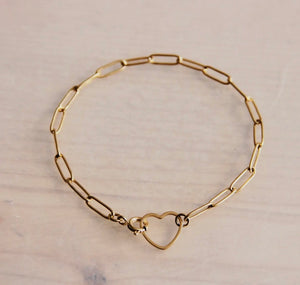 D Chain Bracelet with Heart Lock