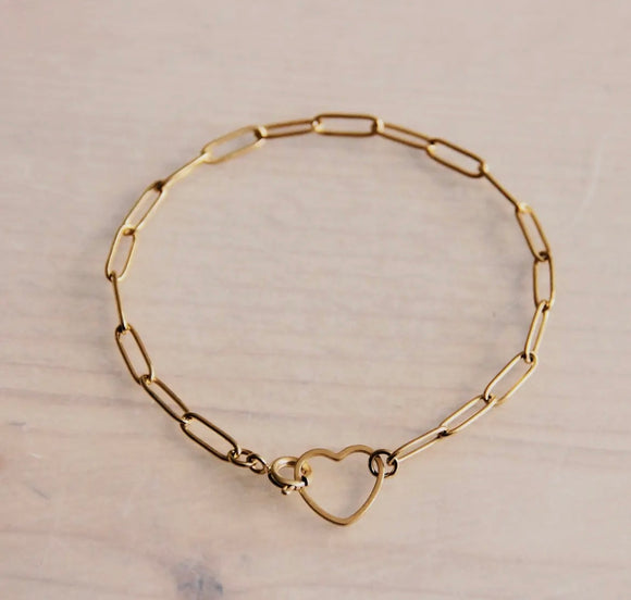 D Chain Bracelet with Heart Lock