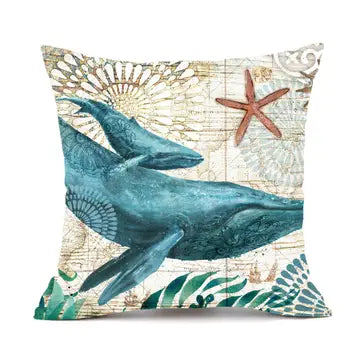 Indoor / Outdoor Nautical Cushion Cover - Whale