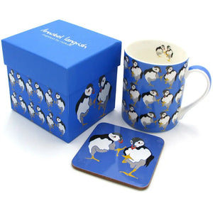 Puffins on Blue Mug & Coaster Set