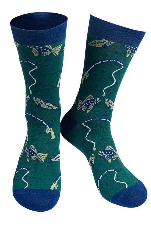 Mens Bamboo Socks Fishing Novelty Socks Angler Fish Socks
