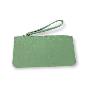 Leather Wallet with Wrist Strap - Light Green