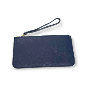 Leather Wallet with Wrist Strap - Navy