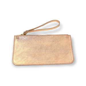 Leather Wallet with Wrist Strap - Rose Gold