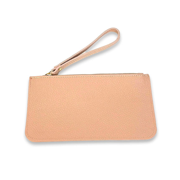 Leather Wallet with Wrist Strap - Rose